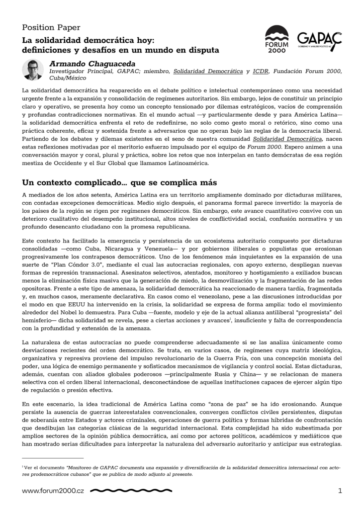 La Solidaridad Democratica Hoy